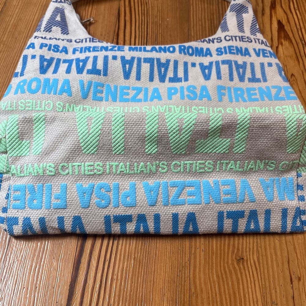 Brigitta italia beige blue green shoulder tote bag - Picture 3 of 5